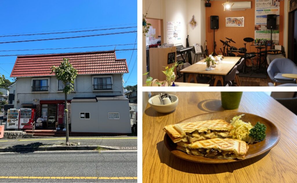 とらいあんぐる農園の椎茸を使ったホットサンドを提供する広島市安佐北区のとらいあんぐるカフェ